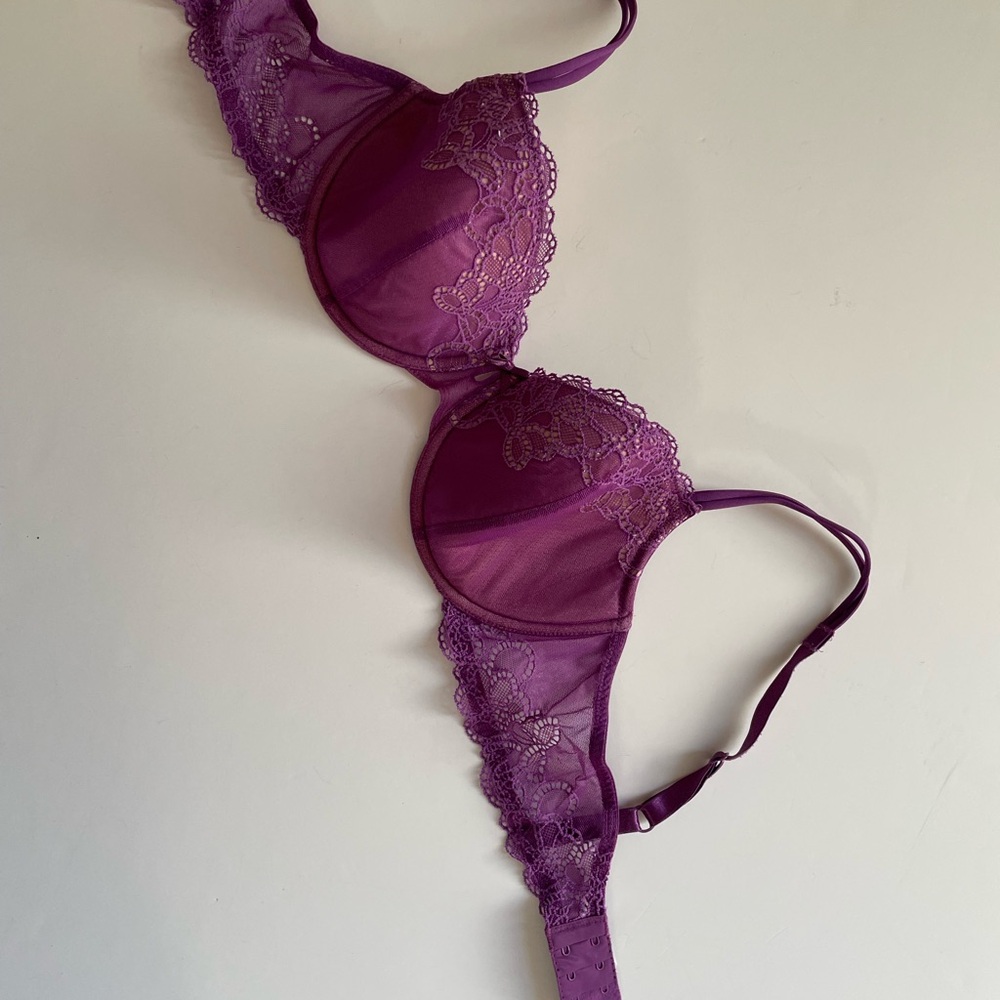 Elegant Purple Lace Bra